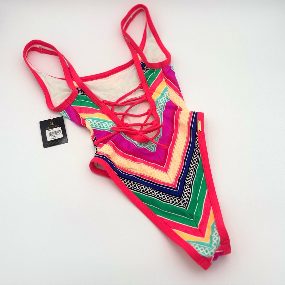 NWT Multi-Color Laced Back Cheeky Swimsuit